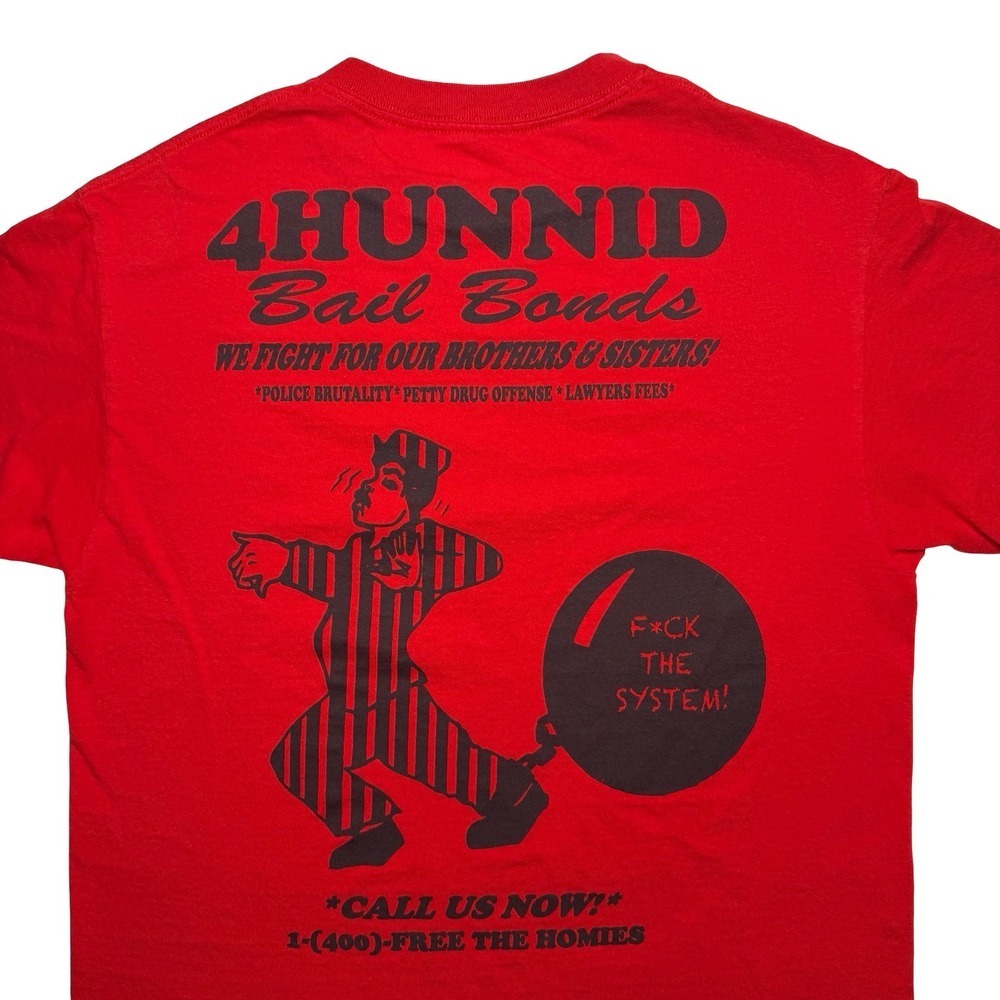 YG 4 Hunnid red bail bonds hip hop rap‎ shirt